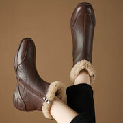 Women's Square-Toe Shearling Ankle Boots Y2764 Boots Y2764