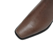 Women's Square-Toe Ankle Boots with Double Buckles | Genuine Leather Y2752 Boots Y2752