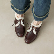 Women’s Genuine Leather Warm ShearlingLoafer Flats Y2768 Flats Y2768