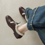 Women’s Genuine Leather Warm ShearlingLoafer Flats Y2768 Flats Y2768