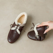 Women’s Genuine Leather Warm ShearlingLoafer Flats Y2768 Flats Y2768