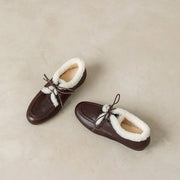 Women’s Genuine Leather Warm ShearlingLoafer Flats Y2768 Flats Y2768