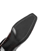 Women’s Square-Toe Stiletto Heel Slip-On Knee-High Boots with Stone Texture Y2742 Boots Y2742