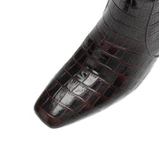 Women’s Square-Toe Stiletto Heel Slip-On Knee-High Boots with Stone Texture Y2742 Boots Y2742