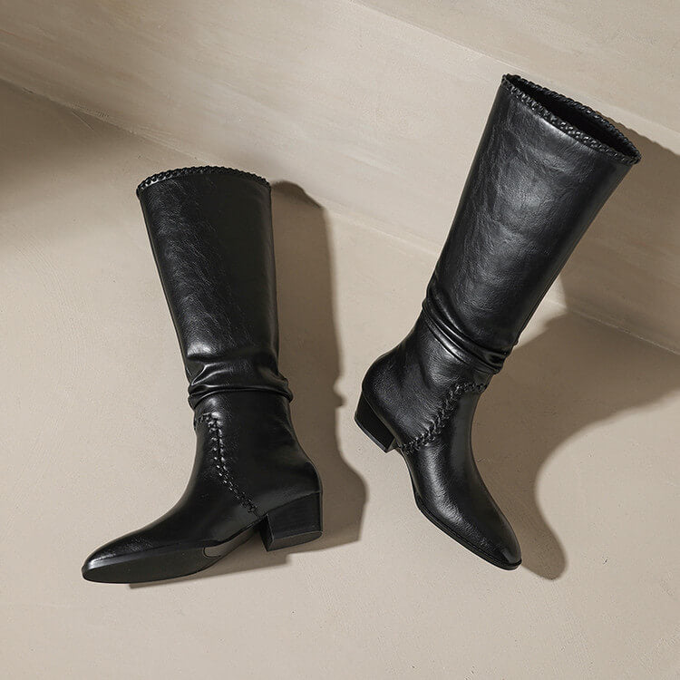 Women's Handmade Genuine Leather Knee-High Boots Y2757 Boots Y2757