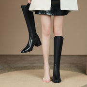 Slimming Knit Knee-High Boots | Leather & Stretch Fit Y2767 Boots Y2767