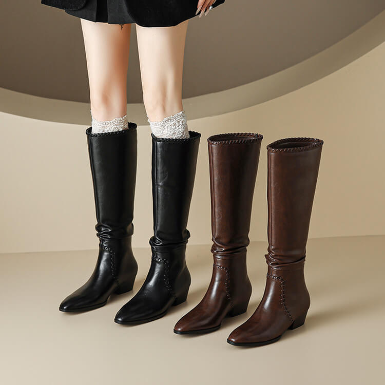 Women's Handmade Genuine Leather Knee-High Boots Y2757 Boots Y2757