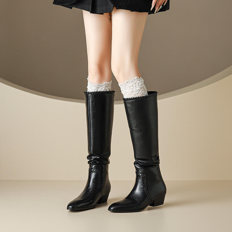 Women's Handmade Genuine Leather Knee-High Boots Y2757 Boots Y2757