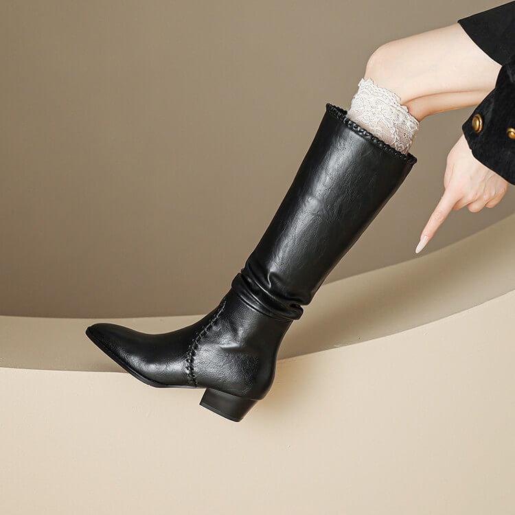 Women's Handmade Genuine Leather Knee-High Boots Y2757 Boots Y2757