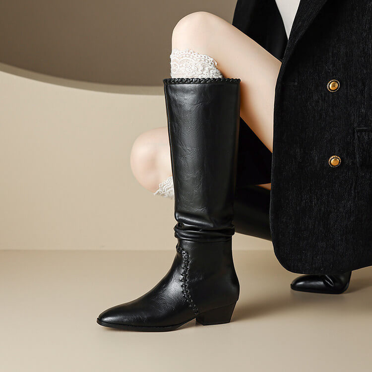 Women's Handmade Genuine Leather Knee-High Boots Y2757 Boots Y2757