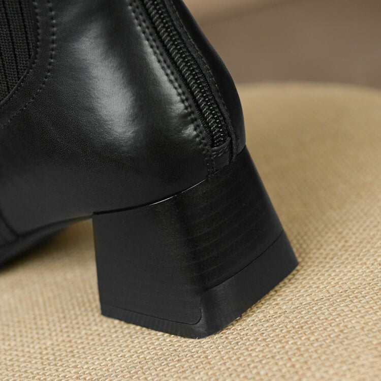 Slimming Knit Knee-High Boots | Leather & Stretch Fit Y2767 Boots Y2767