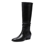 Women's Handmade Genuine Leather Knee-High Boots Y2757 Boots Y2757 Black US5/EU34