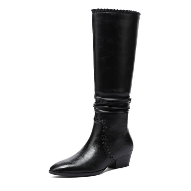 Women's Handmade Genuine Leather Knee-High Boots Y2757 Boots Y2757 Black US5/EU34