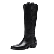 Women's Genuine Leather Knee-High-Boots | Western Boots Y2755 Boots Y2755 Black US5/EU34