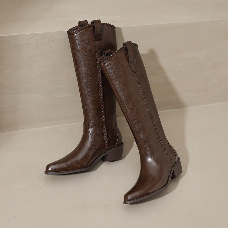 Women's Genuine Leather Knee-High-Boots | Western Boots Y2755 Boots Y2755
