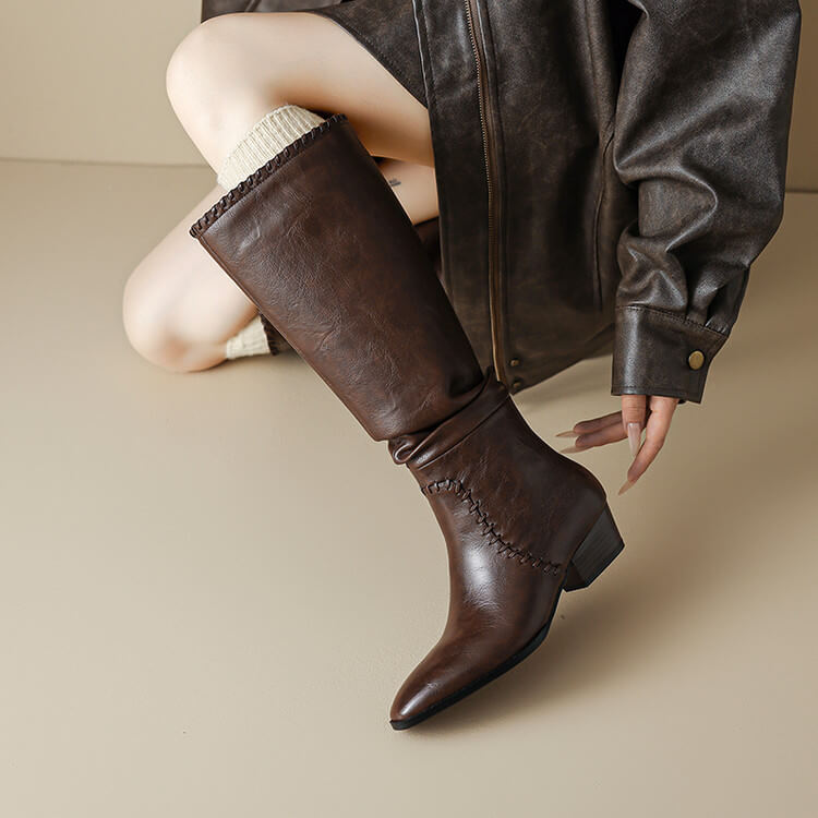 Women's Handmade Genuine Leather Knee-High Boots Y2757 Boots Y2757