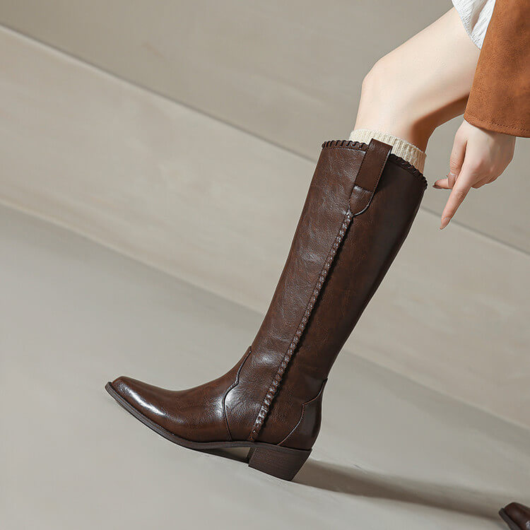 Women's Genuine Leather Knee-High-Boots | Western Boots Y2755 Boots Y2755