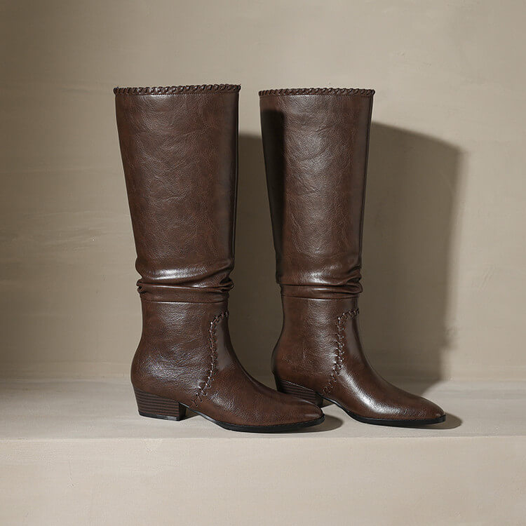 Women's Handmade Genuine Leather Knee-High Boots Y2757 Boots Y2757