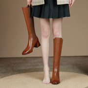 Slimming Knit Knee-High Boots | Leather & Stretch Fit Y2767 Boots Y2767