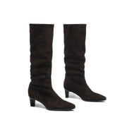 Isyou ibeauty Pointed Toe Suede Low Heel Knee High Boots Y2740 Boots Y2740