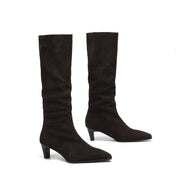 Women's Camel Suede Pointed-Toe Knee-High Boots Y2741 Boots Y2741