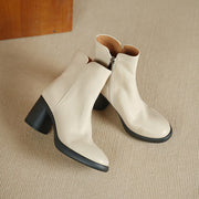 Women's Top-grain Sheepskin Chunky Heel Ankle Boots Y2762 Boots Y2762