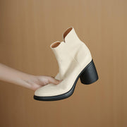 Women's Top-grain Sheepskin Chunky Heel Ankle Boots Y2762 Boots Y2762