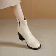 Women's Top-grain Sheepskin Chunky Heel Ankle Boots Y2762 Boots Y2762