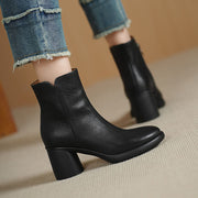 Women's Top-grain Sheepskin Chunky Heel Ankle Boots Y2762 Boots Y2762
