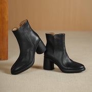 Women's Top-grain Sheepskin Chunky Heel Ankle Boots Y2762 Boots Y2762