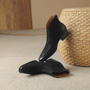 Elegant Square-Toe Ankle Boots with Sculpted Cuff Y2766 Boots Y2766