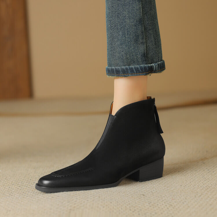 Elegant Square-Toe Ankle Boots with Sculpted Cuff Y2766 Boots Y2766