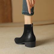 Elegant Square-Toe Ankle Boots with Sculpted Cuff Y2766 Boots Y2766