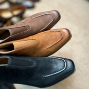 Elegant Square-Toe Ankle Boots with Sculpted Cuff Y2766 Boots Y2766