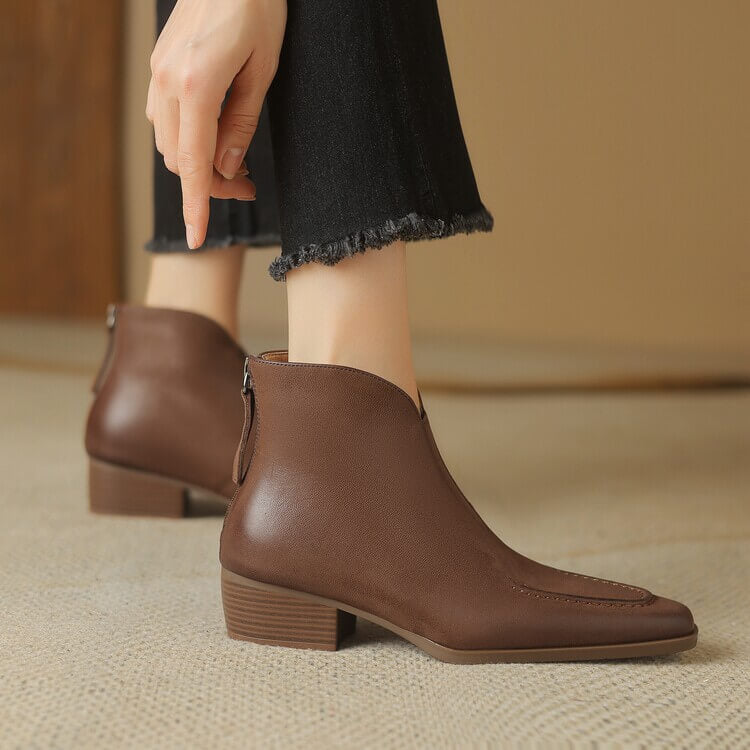 Elegant Square-Toe Ankle Boots with Sculpted Cuff Y2766 Boots Y2766