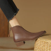 Elegant Square-Toe Ankle Boots with Sculpted Cuff Y2766 Boots Y2766