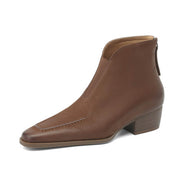 Elegant Square-Toe Ankle Boots with Sculpted Cuff Y2766 Boots Y2766 DarkBrown US5/EU34