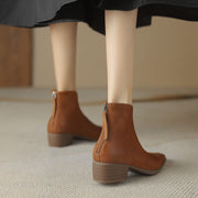 Elegant Square-Toe Ankle Boots with Sculpted Cuff Y2766 Boots Y2766