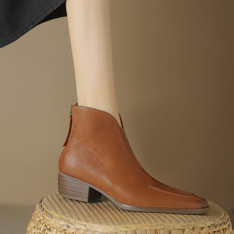 Elegant Square-Toe Ankle Boots with Sculpted Cuff Y2766 Boots Y2766