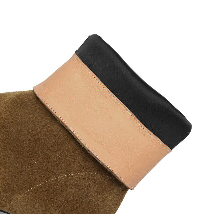 Square Toe Suede Mid-calf Boots with Low Heels Y2747 Boots Y2747