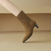 Square Toe Suede Mid-calf Boots with Low Heels Y2747 Boots Y2747