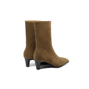 Square Toe Suede Mid-calf Boots with Low Heels Y2747 Boots Y2747
