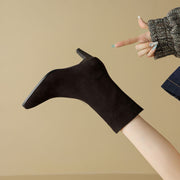 Square Toe Suede Mid-calf Boots with Low Heels Y2747 Boots Y2747