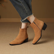 Isyou ibeauty Suede Square-Toe Ankle Boots Y2753 Boots Y2753