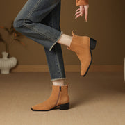 Isyou ibeauty Suede Square-Toe Ankle Boots Y2753 Boots Y2753