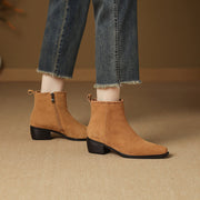 Isyou ibeauty Suede Square-Toe Ankle Boots Y2753 Boots Y2753