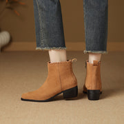 Isyou ibeauty Suede Square-Toe Ankle Boots Y2753 Boots Y2753