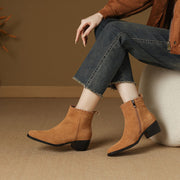Isyou ibeauty Suede Square-Toe Ankle Boots Y2753 Boots Y2753