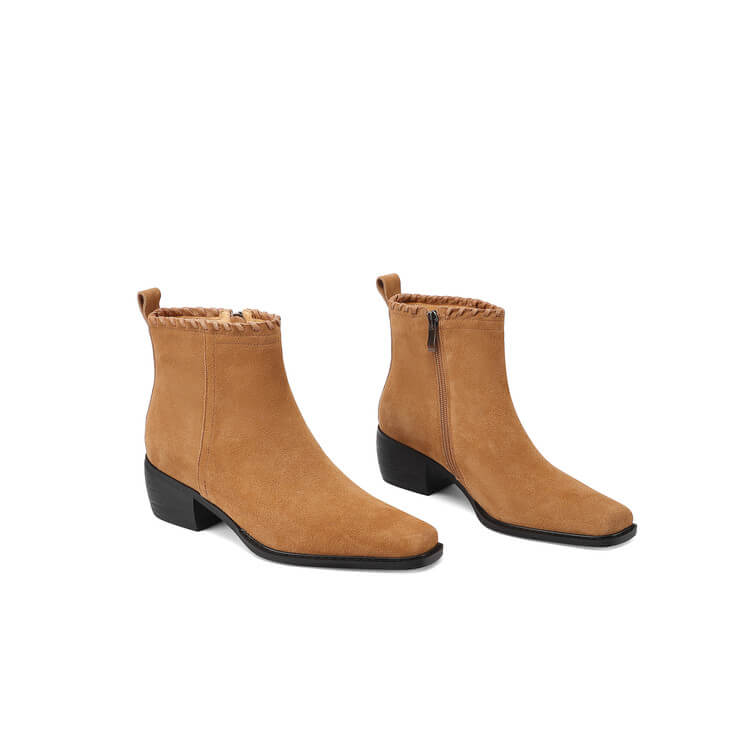 Isyou ibeauty Suede Square-Toe Ankle Boots Y2753 Boots Y2753