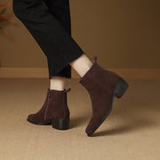 Isyou ibeauty Suede Square-Toe Ankle Boots Y2753 Boots Y2753